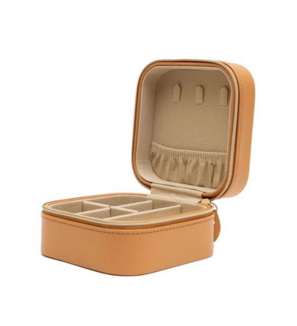 Samara Chestnut Vegan Leather Mini Organizer Portable Display Travel Jewelry Box